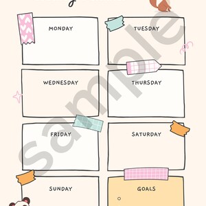 Cute Animals Weekly Planner Printable Weekly Planner Digital Weekly ...
