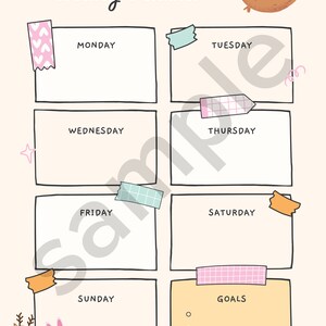Cute Animals Weekly Planner Printable Weekly Planner Digital Weekly ...