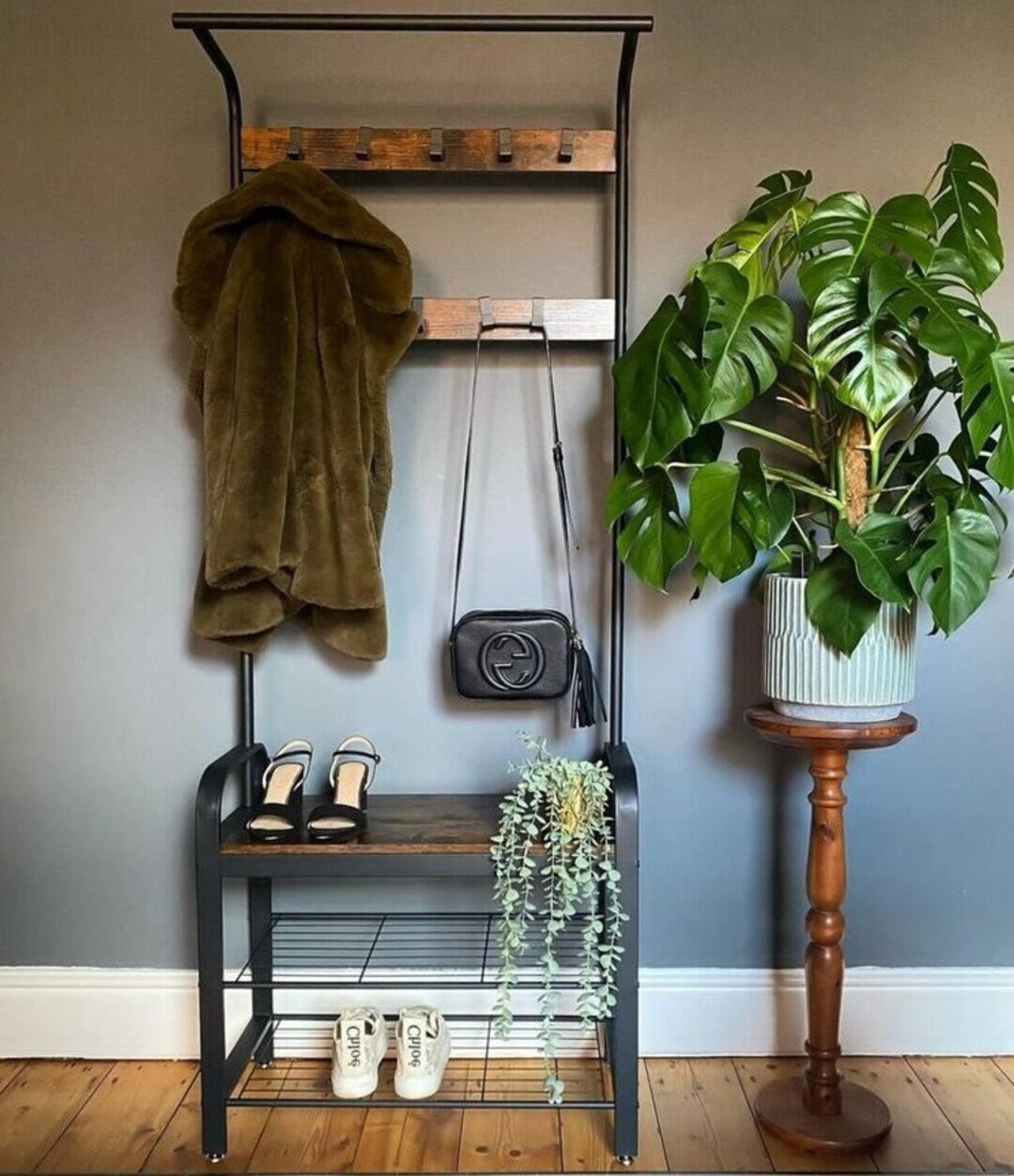 Industrial Coat Rack, Rustic Coat Rack, Coat Rack With Shoe Bench, Hall Hat Rack, Small Bedroom
