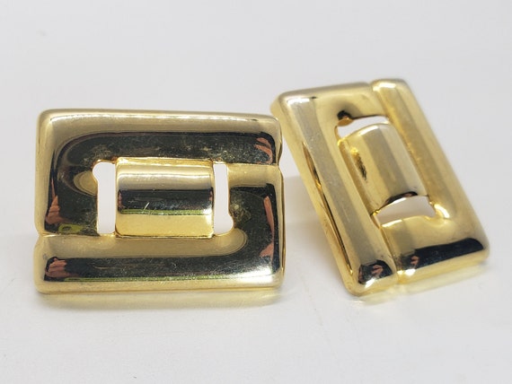 Vintage Chunky 1980's Goldtone Pushback Statement… - image 3