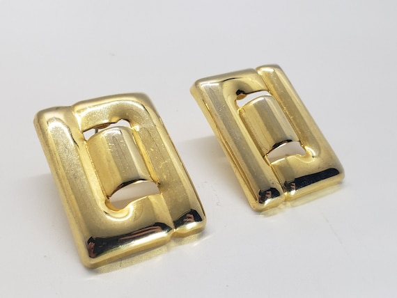 Vintage Chunky 1980's Goldtone Pushback Statement… - image 1