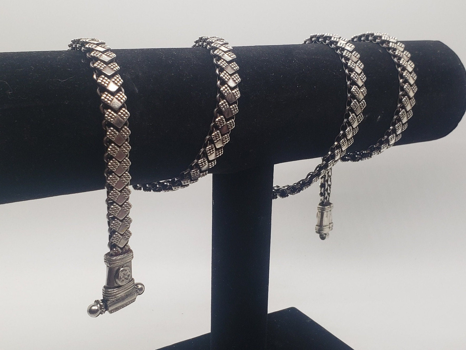 中国 清時代 哥釉水丞 アンティーク 送料込み1123 Solid Silver Rajasthan India Belt 800-900 Grade Silver 32
