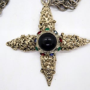 Baroque Gothic Medieval Byzantine cruciform Gem encrusted gold filigree costume jewelry cross chunky ornate