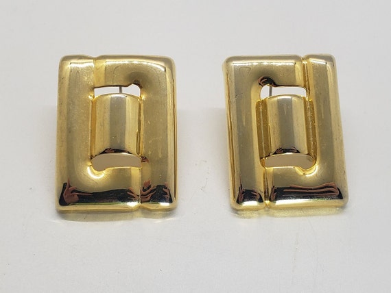 Vintage Chunky 1980's Goldtone Pushback Statement… - image 5