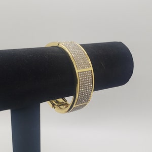 672 Pavé Rhinestone Goldtone Cuff Bangle Bracelet