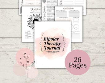 Bipolar Disorder Therapy Journal, Symptom Tracker, Self Care (PDF)