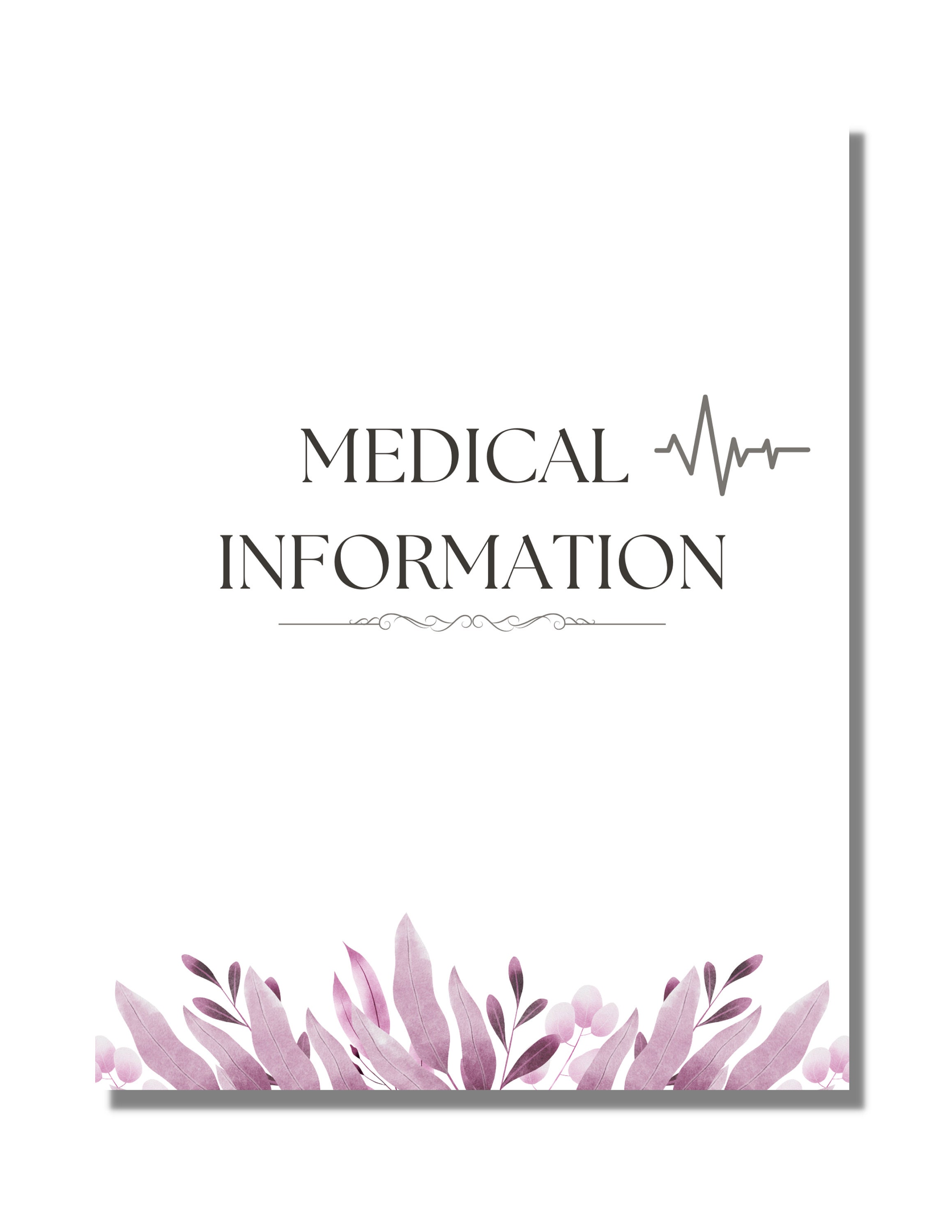 Medical Planner, Downloadable Planner, Printable Medical Information ...