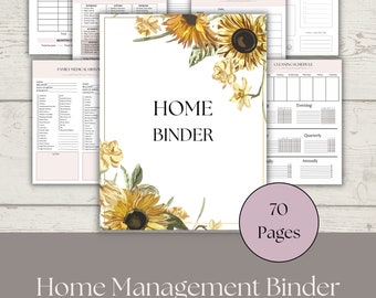 Printable home management binder household management pink Digital life planner pdf download home binder cleaning schedule financial planner