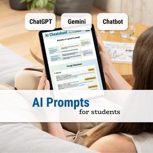 Anleitung zur KI-Anleitung für Studenten | Prüfungsvorbereitung, Aufsätze & Aufgaben | ChatGPT Prompts PDF | Digitaler Download