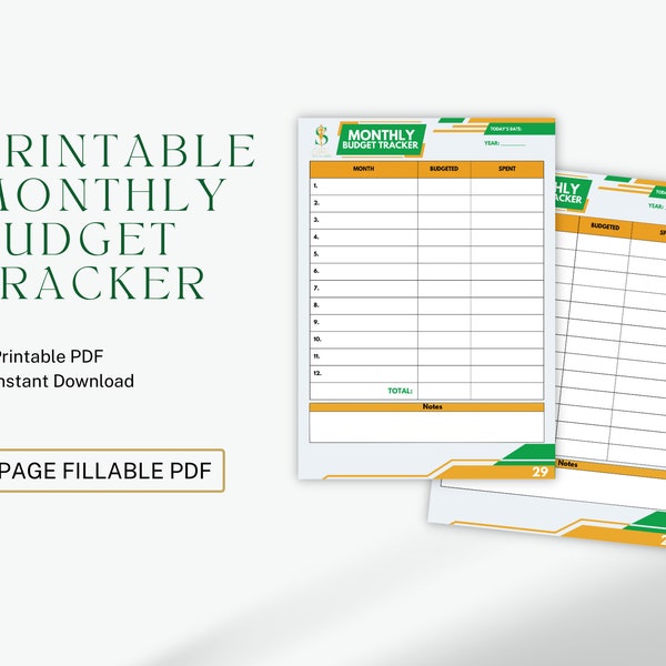 Printable Monthly Budget Tracker | Financial Organizer | Digital Print | PDF |  Expense Tracker |  Monthly Budget | Savings Tracker