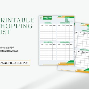 Printable Shopping List | Budget Planning System | Digital Print | PDF |  Budget Tracker |  Grocery Planner