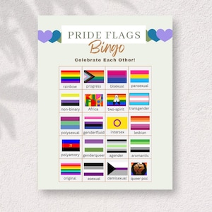 Bingo con bandiere dell&#39;orgoglio, gioco del bingo LGBTQIA+, download digitale
