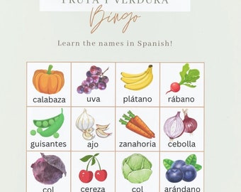 Spanish Fruit and Vegetable Bingo Game in Spanish | Fruta Y Verdura Bingo Game | Spanish Activity for Kids