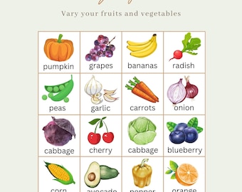 Fruit and Vegetable Bingo Game | PDF Download | 11 Pages