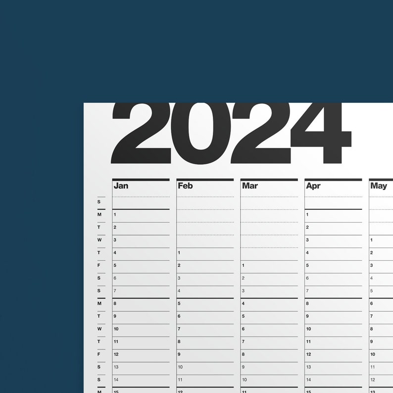 2024 Large Wall Planner Printable PDF Wall Calendar Monthly Planner