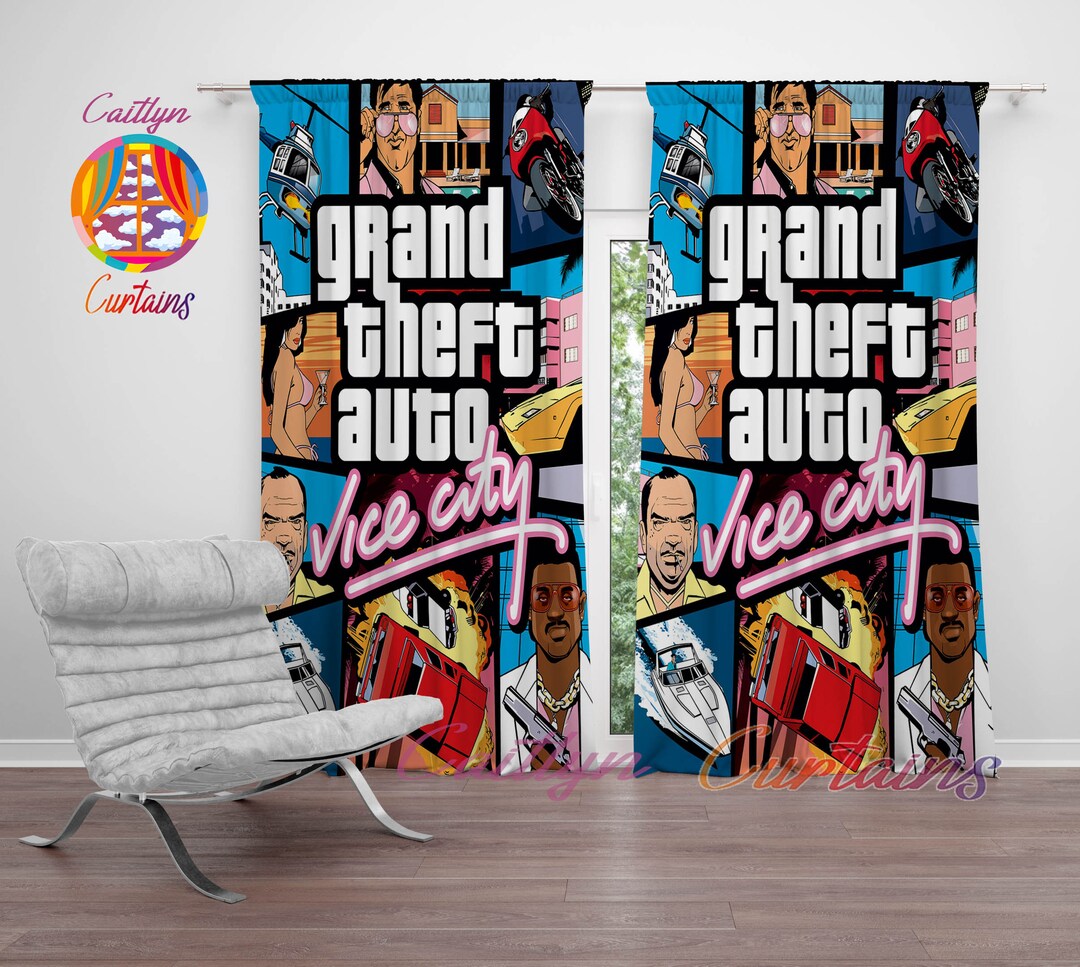 Grand Theft Auto Poster Curtain GTA Curtain CD Record Boys Etsy
