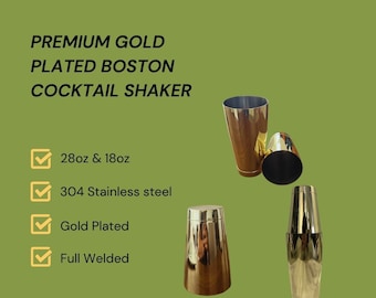 Gold Plated Cocktail Boston Shaker