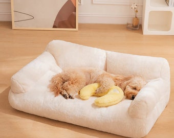 White Pet Sofa Bed for Dogs and Cats, Cute Cat & Dog Sofa Bed,  Soft Comfortable Pet Bed, Dog bed Small Medium Large Dogs all breeds