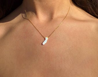 California Opal Necklace For Women 925 Sterling Silver | White California Necklace Gold Chain Color