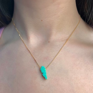Lebanon Map Opal Necklace For Women 925 Sterling Silver | Lebanese Map Necklace Gold