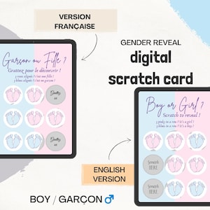 Digital Scratch Card FR/EN – Gender Reveal “It’S A BOY” – Pregnancy Announcement, Interactive Baby Reveal / digital scratch card