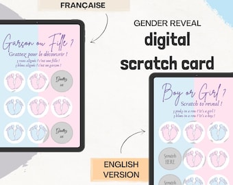 Digital Scratch Card FR/EN – Gender Reveal “It’S A BOY” – Pregnancy Announcement, Interactive Baby Reveal / carte à gratter numérique