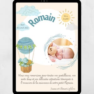 Remerciement / faire-part annonce de naissance
