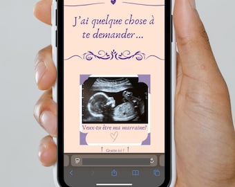Carte à gratter numérique "Veux-tu être ma marraine ?"