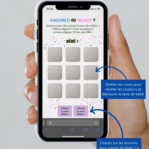 Carte à gratter numérique - Révélation du sexe Bébé 1 & Bébé 2 - Fichier interactif à gratter - Révélation jumeaux garçon/fille
