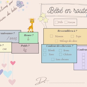 Carte prédiction bébé gender reveal / baby shower / grossesse