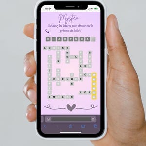 Jeu numérique prénom bébé – Mots croisés personnalisés – Annonce originale – Lien à envoyer à vos proches