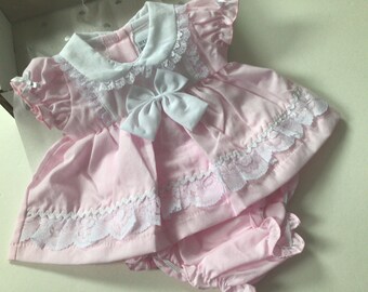 Premature Tiny baby outfit pink dress and pants  set outfit 3-5 lb 5-8 lbs embroidered, boxed gift set, new baby hamper