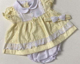 Baby girls Spanish style yellow dress pants headband set baby personalised baby gift baby shower