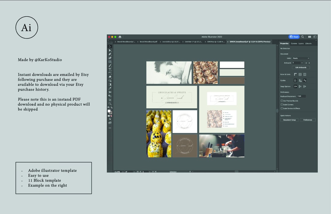 Fire Mood Board Template for Illustrator Instant Download I - Etsy