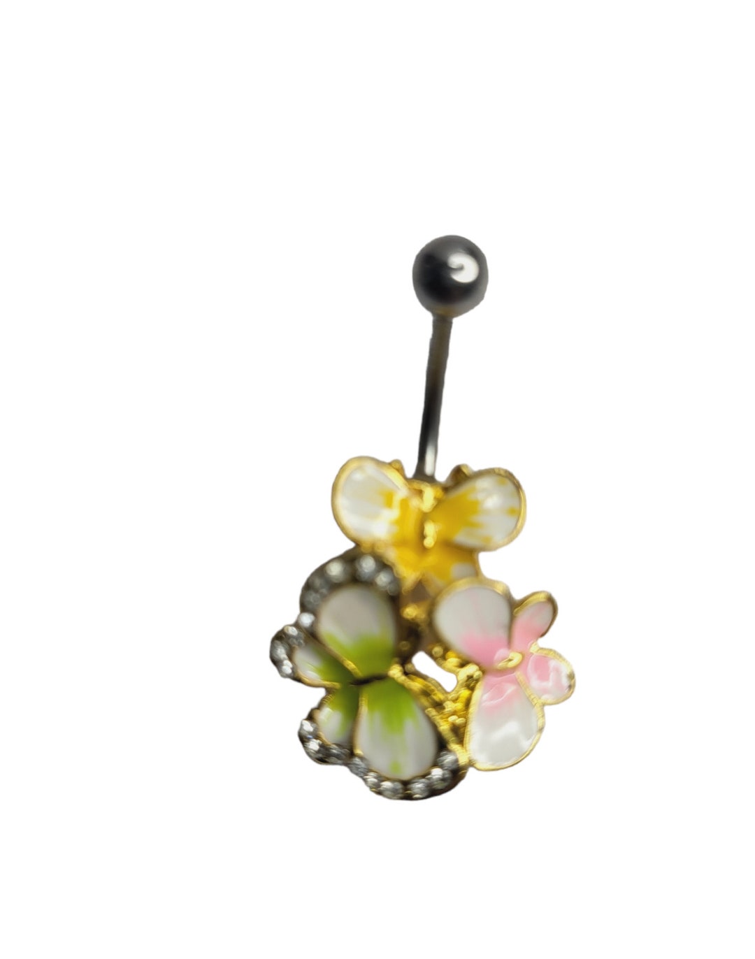 Aesthetic Flower Design Belly Bar, Small Flower Belly Rings for Girls, Navel Body Piercing