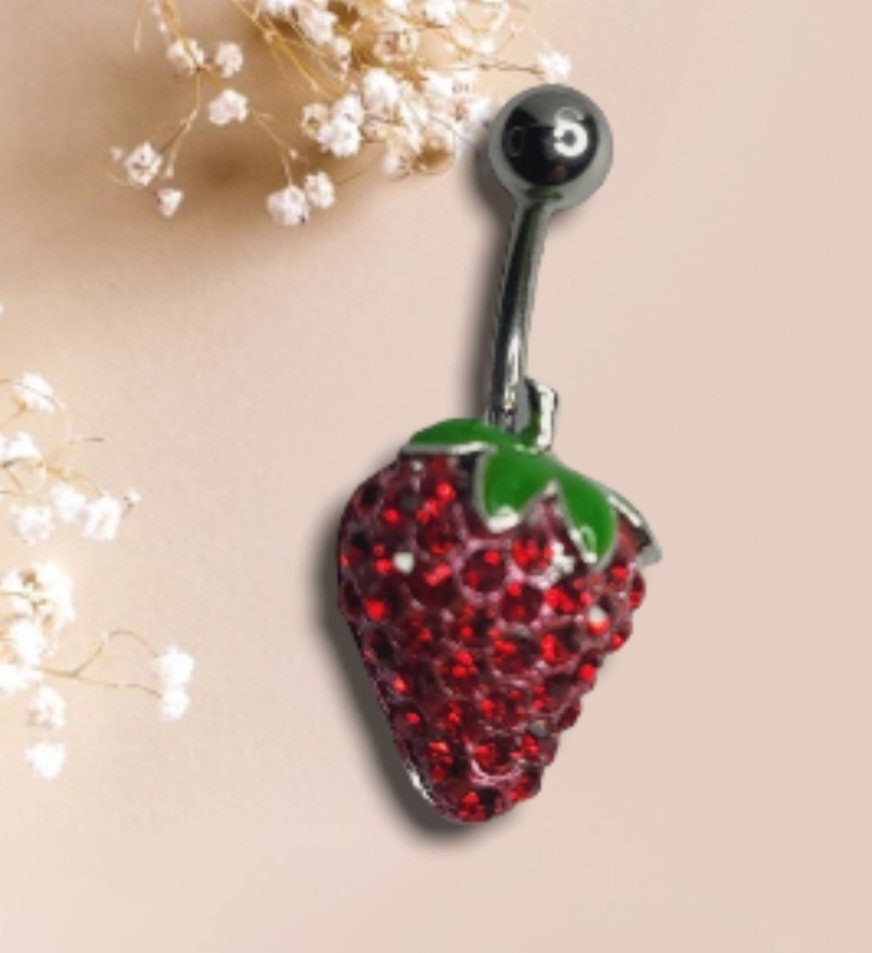 Strawberry belly shop button ring