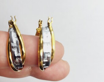 Gold and silver colour hoop earrings