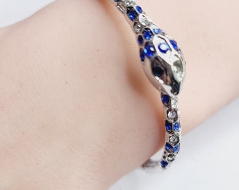Rhinestone crystal snake with emrald eyes cuff / bangle, bracelet