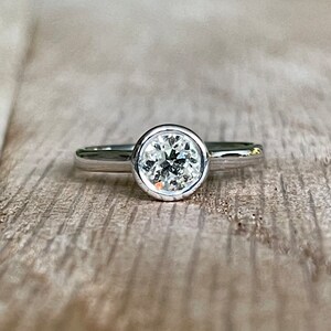 GIA .70 L VS1 Old European Cut Diamond Bezel Solitaire Ring