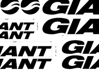 GIANT Bicycle Decal Set – Frame Stickers Kit Replacement Logos Waterproof Vinyl Multiple Sizes Bike Frame Restoration