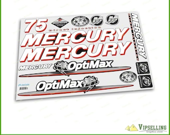 Mercury Optimax Direct Injection 75 90 115 125 HP Outboard Motor Engine Boat Cute Vinyl High Quality Custom Decals Stickers Set