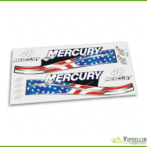 Mercury Elpto 40 50 60HP Outboard Motor USA Flag Patriotic Cute High Quality Decals Stickers Set