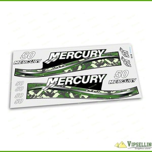 Camo Mercury Elpto 40 50 60 HP Outboard Motor Engine Boat Decals Stickers Kit High Quality Set