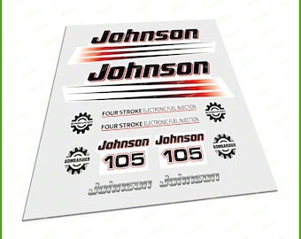 JOHNSON Bombardier Outboard Motor Engine 105HP Replacement Die Cut Stickers Decals OEM Style Waterproof Vinyl Graphics Set High Quality