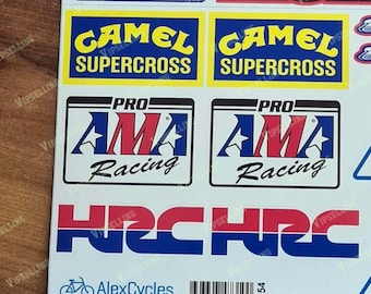 AMA Camel Stickers Sponsors Racing Vinyl CR 125 250 450 480 500 1978 - 1984 Metal Tank Laminated Decals