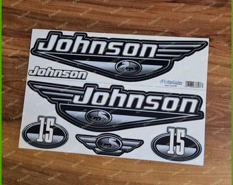 JOHNSON Outboard Motor 15HP High Quality Stickers Decals Cut Waterproof Vinyl Graphics Set
