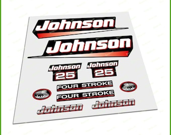 Johnson Four Stroke Outboard Boat Motor Engine 25HP Replacement Die Cut Stickers Waterproof Vinyl Graphics Set