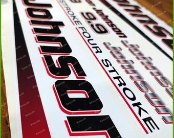 JOHNSON FourStroke Boat Motor Engine 9.9HP Cut Stickers Decals Waterproof Vinyl Graphics Set