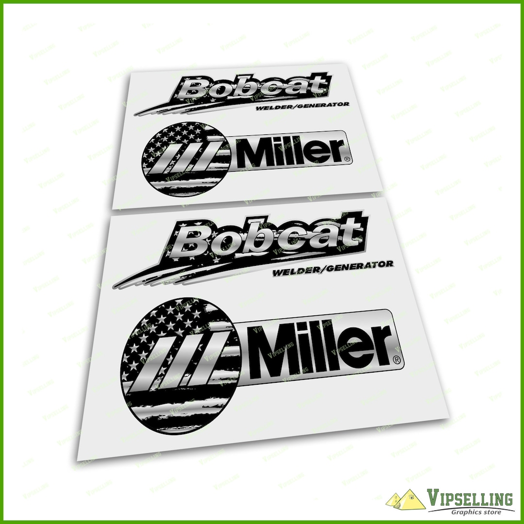Bobcat USA Silver Patriotic Flag Miller Welder Generator Laminated High ...