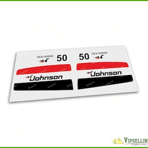 Johnson Outboard Boat Motor Engine 50HP Replacement Die Cut Decals Stickers Kit Set